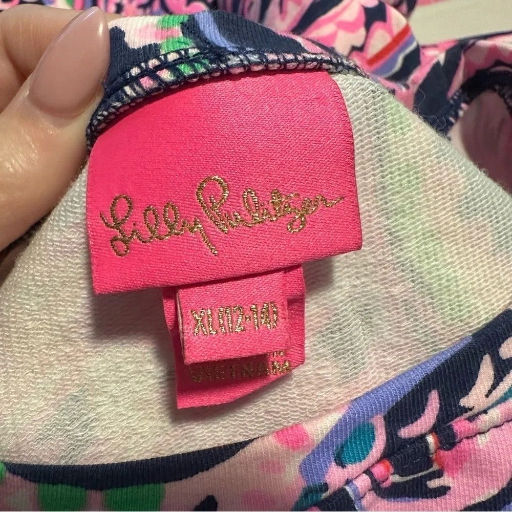 Lilly Pulitzer Mini Arlette flamingo Print long sleeve tiered kids Dress